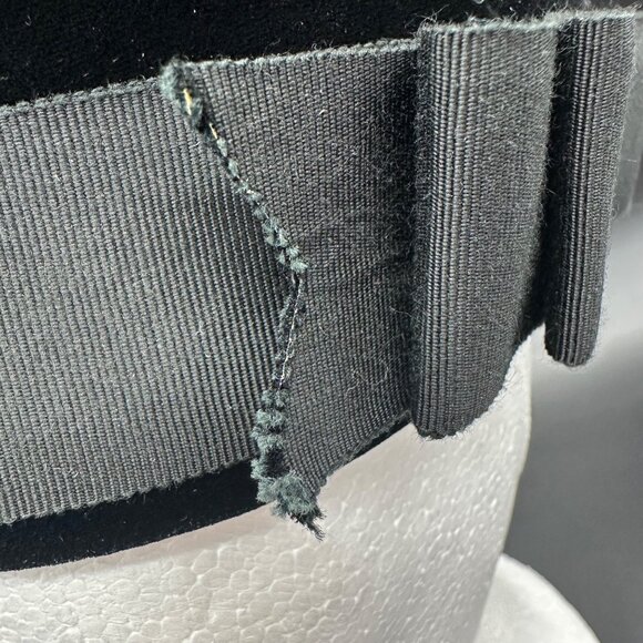 Vintage Pillbox Hat 1960s Mr John Black Velvet Jackie Kennedy Style Bow Accent - Picture 8 of 11